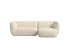 Canapé D'angle Droit 2 Places En Tissu Beige