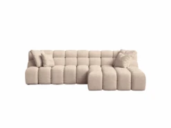 Canapé D'angle Droit 2 Places En Tissu Brun Clair