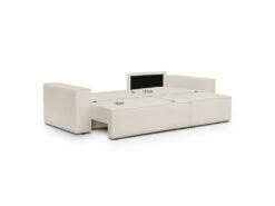 Canapé D'angle Convertible Réversible 4 Places Avec Coffre De Rangement En Tissu Bouclette écru - Livia -Meubles Soldes Boutique canape 19934637