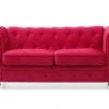 Grand Canapé 2 Places Chesterfield Velours Rouge