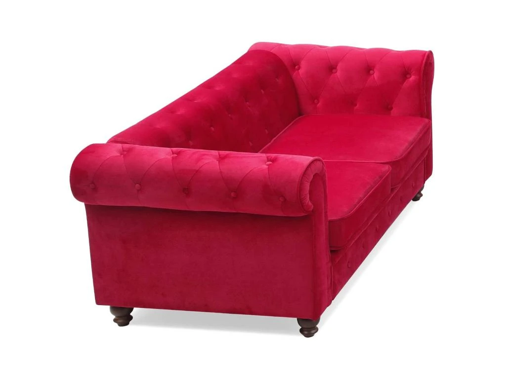 Grand Canapé 2 Places Chesterfield Velours Rouge 5 Grand Canapé 2 Places Chesterfield Velours Rouge – Image 3