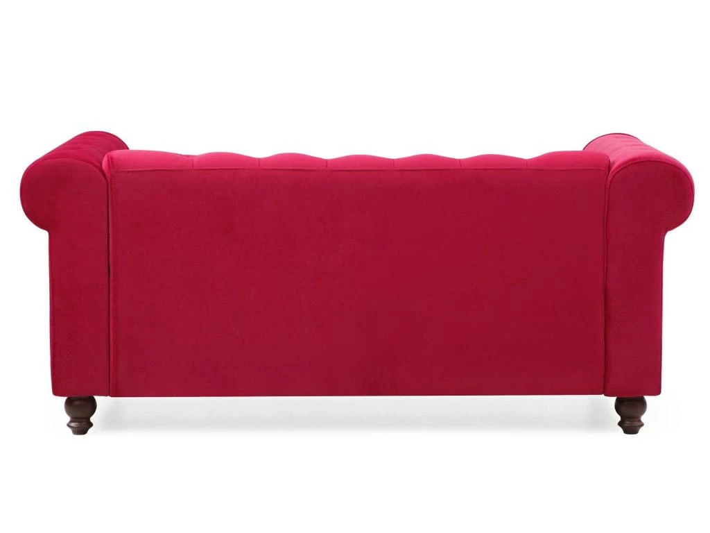 Grand Canapé 2 Places Chesterfield Velours Rouge 6 Grand Canapé 2 Places Chesterfield Velours Rouge – Image 4