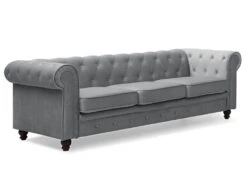 Grand Canapé 3 Places Chesterfield Velours Argent 11 Grand Canapé 3 Places Chesterfield Velours Argent -Meubles Soldes Boutique canape 19940463