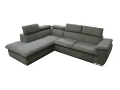 Canapé D'angle Convertible En Tissu Avec Coffre De Rangement FABIEN - Taupe - Angle Gauche