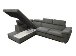 Canapé D'angle Convertible En Tissu Avec Coffre De Rangement FABIEN - Taupe - Angle Gauche -Meubles Soldes Boutique canape 199893
