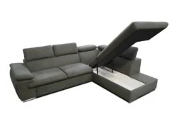Canapé D'angle Convertible En Tissu Avec Coffre De Rangement FABIEN - Taupe - Angle Droit -Meubles Soldes Boutique canape 199899