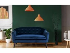 Canapé 3 Places Scandinave Savoy Velours Bleu -Meubles Soldes Boutique canape 20006569