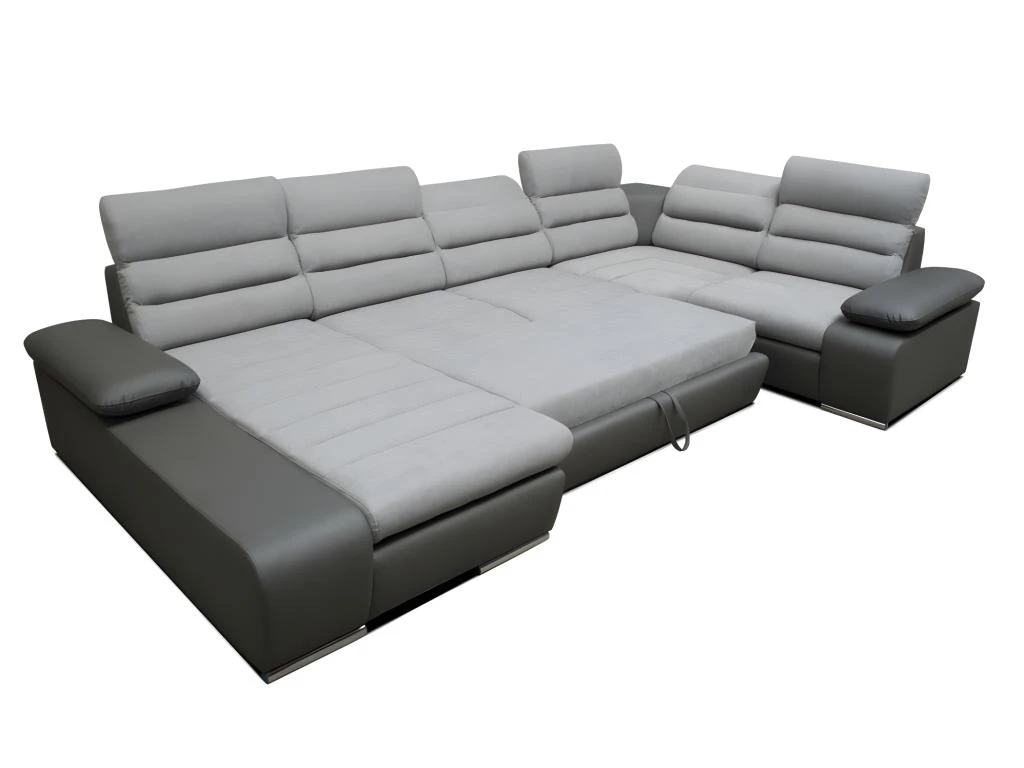 Canapé D'angle Panoramique Convertible En Tissu Et Simili BOILEAU - Bicolore Gris/anthracite - Angle Gauche 6 Canapé D'angle Panoramique Convertible En Tissu Et Simili BOILEAU - Bicolore Gris/anthracite - Angle Gauche – Image 4