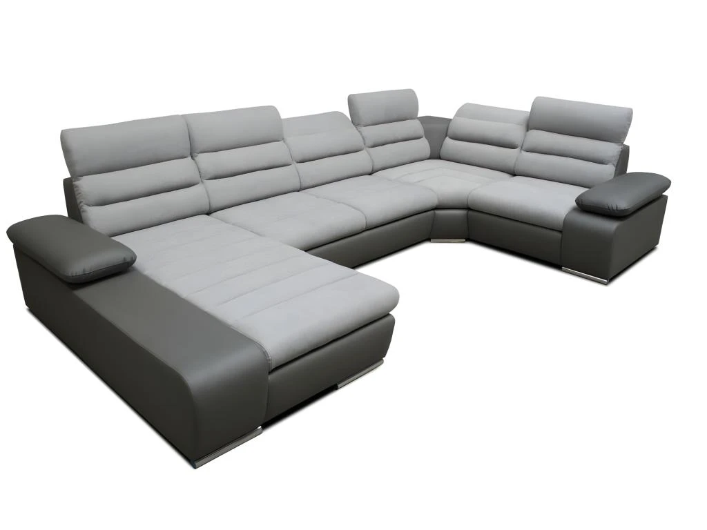 Canapé D'angle Panoramique Convertible En Tissu Et Simili BOILEAU - Bicolore Gris/anthracite - Angle Gauche 5 Canapé D'angle Panoramique Convertible En Tissu Et Simili BOILEAU - Bicolore Gris/anthracite - Angle Gauche – Image 3