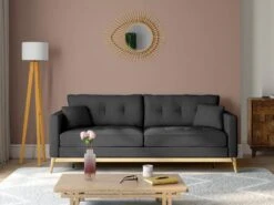 Canapé 3 Places Convertible En Tissu Anthracite KENZA -Meubles Soldes Boutique canape 20085319