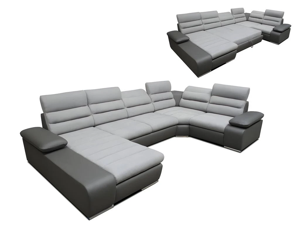 Canapé D'angle Panoramique Convertible En Tissu Et Simili BOILEAU - Bicolore Gris/anthracite - Angle Gauche 4 Canapé D'angle Panoramique Convertible En Tissu Et Simili BOILEAU - Bicolore Gris/anthracite - Angle Gauche – Image 2