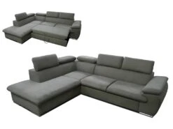 Canapé D'angle Convertible En Tissu Avec Coffre De Rangement FABIEN - Taupe - Angle Gauche -Meubles Soldes Boutique canape 201907