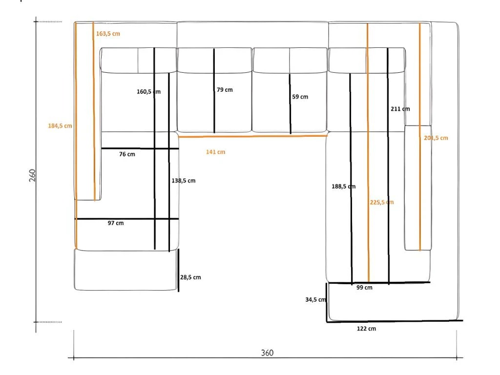 Canapé Panoramique 7 Places En Simili SCOSY - Bicolore Gris Et Blanc 6 Canapé Panoramique 7 Places En Simili SCOSY - Bicolore Gris Et Blanc – Image 4