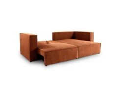 Canapé D'angle Réversible Convertible 3 Places Jimmy Velours Côtelé Terracotta -Meubles Soldes Boutique canape 20941903