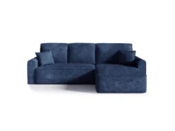 Canapé D'angle Réversible Convertible 4 Places Coffre Valentin Bouclé Bleu