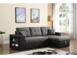 Canapé D'angle Convertible/réversible "Axel" - 3 Places - Noir/Gris