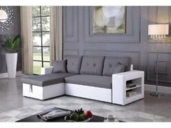 Canapé D'angle Convertible/réversible "Axel" - 3 Places - Blanc/Gris