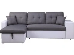 Canapé D'angle Convertible/réversible "Axel" - 3 Places - Blanc/Gris -Meubles Soldes Boutique canape 20959269