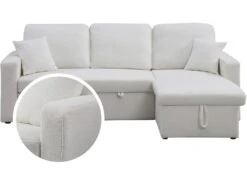 Canapé D'angle Convertible/reversible Avec Coffre "Alain" - 3 Places - Bouclettes - Blanc 10 Canapé D'angle Convertible/reversible Avec Coffre "Alain" - 3 Places - Bouclettes - Blanc -Meubles Soldes Boutique canape 20959277