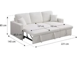 Canapé D'angle Convertible/reversible Avec Coffre "Alain" - 3 Places - Bouclettes - Blanc 12 Canapé D'angle Convertible/reversible Avec Coffre "Alain" - 3 Places - Bouclettes - Blanc -Meubles Soldes Boutique canape 20959281