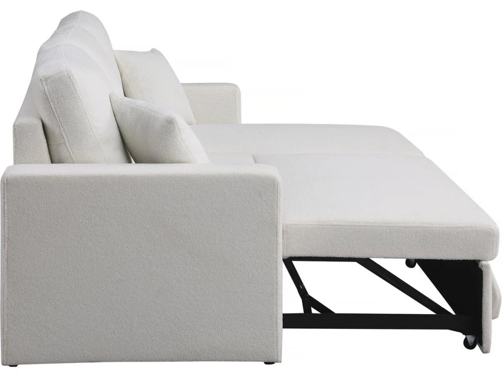 Canapé D'angle Convertible/reversible Avec Coffre "Alain" - 3 Places - Bouclettes - Blanc 8 Canapé D'angle Convertible/reversible Avec Coffre "Alain" - 3 Places - Bouclettes - Blanc – Image 6