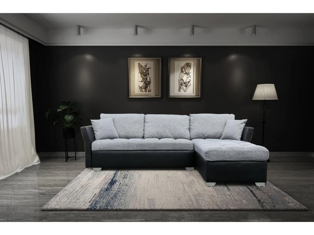 Canapé D'angle Réversible "Valentine" - 4 Places - Gris/Noir 4 Canapé D'angle Réversible "Valentine" - 4 Places - Gris/Noir – Image 2