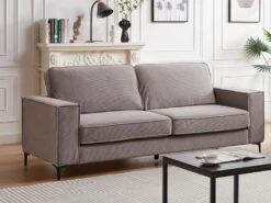 Canapé 3 Places En Velours Côtelé Gris OLMEDA 16 Canapé 3 Places En Velours Côtelé Gris OLMEDA -Meubles Soldes Boutique canape 20977031