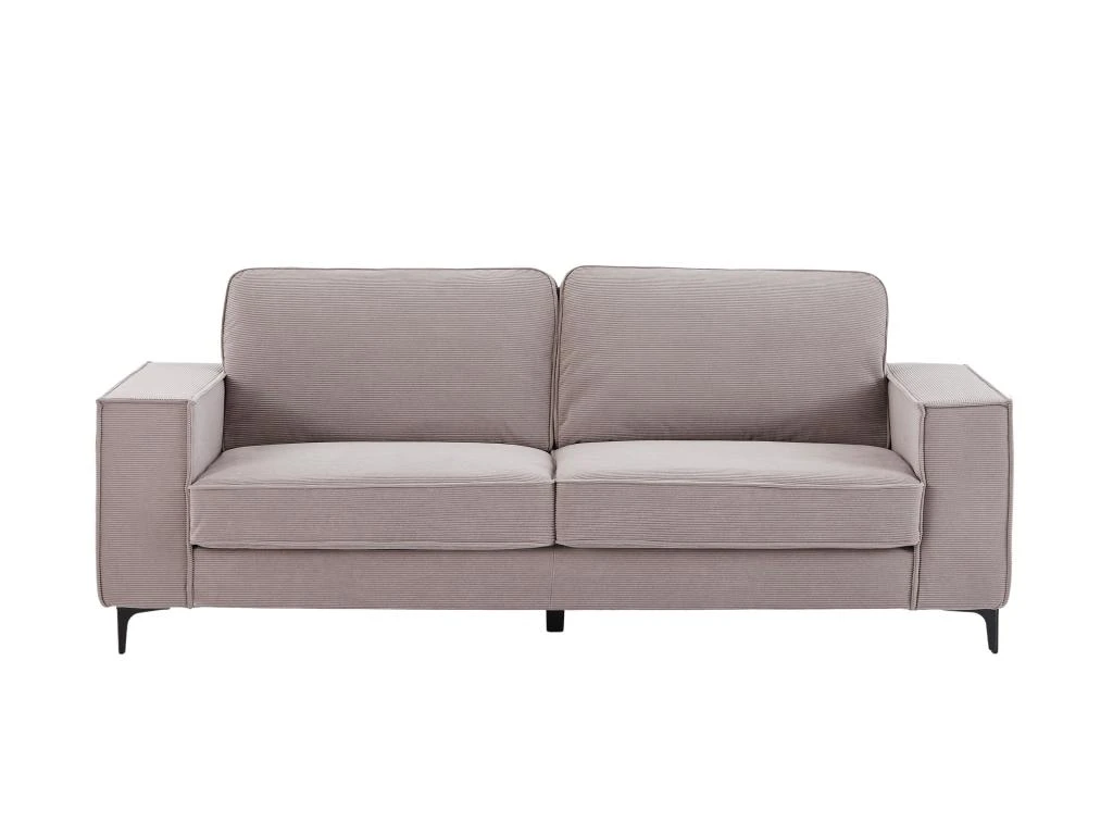 Canapé 3 Places En Velours Côtelé Gris OLMEDA 5 Canapé 3 Places En Velours Côtelé Gris OLMEDA – Image 3