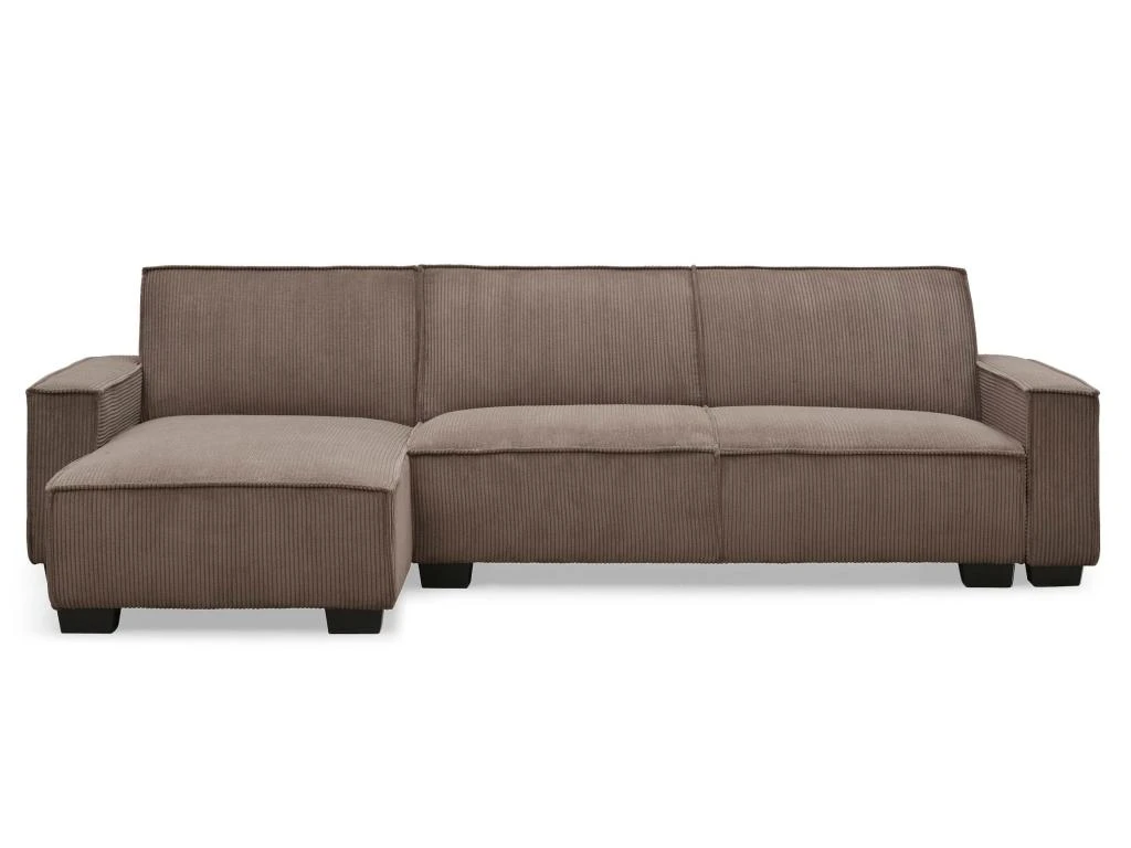 Canapé D'angle Réversible Et Convertible Johnny Velours Côtelé Taupe 3 Canapé D'angle Réversible Et Convertible Johnny Velours Côtelé Taupe