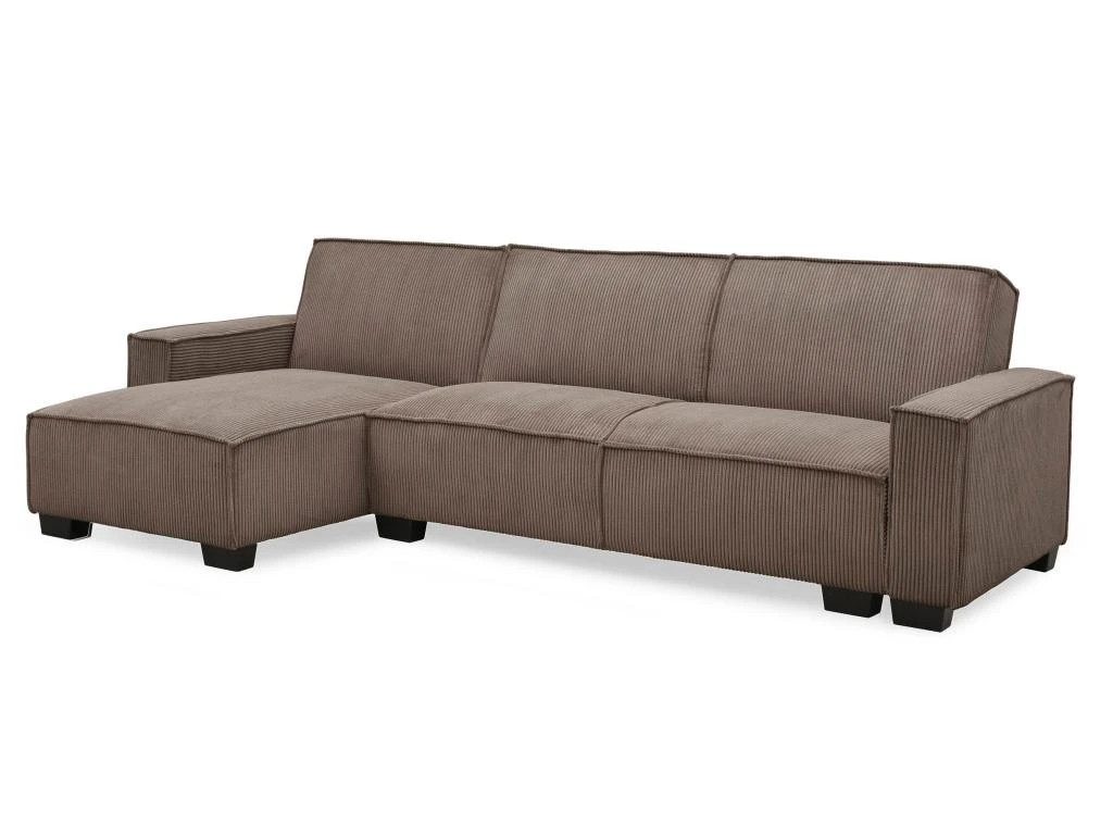 Canapé D'angle Réversible Et Convertible Johnny Velours Côtelé Taupe 4 Canapé D'angle Réversible Et Convertible Johnny Velours Côtelé Taupe – Image 2