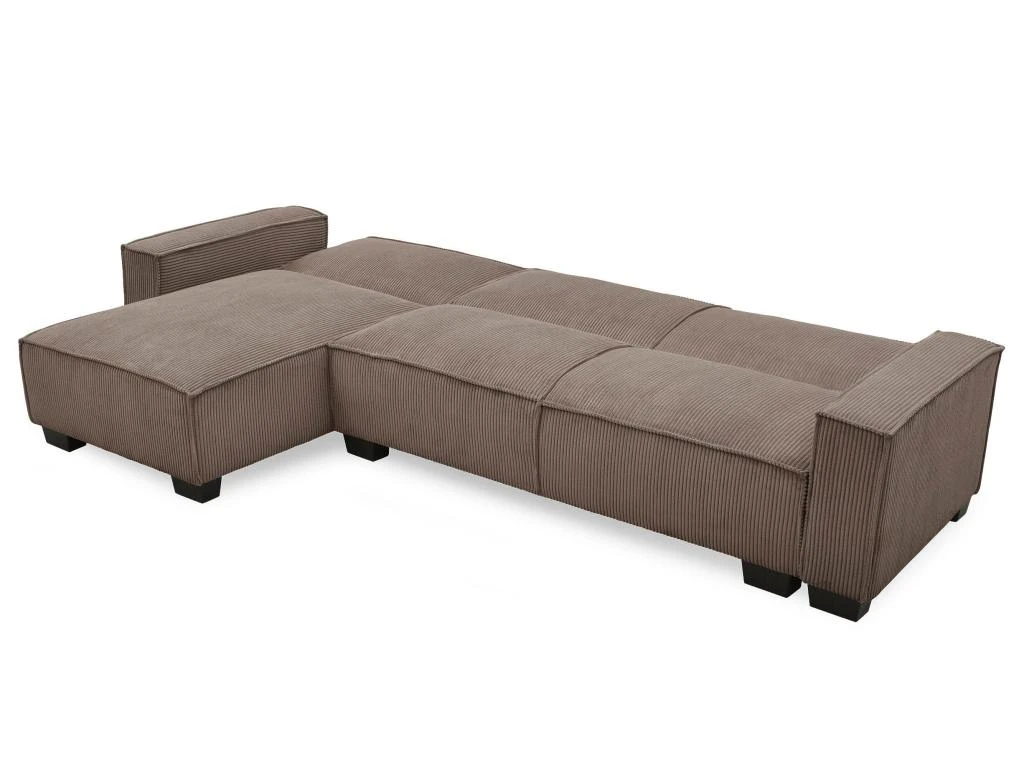 Canapé D'angle Réversible Et Convertible Johnny Velours Côtelé Taupe 5 Canapé D'angle Réversible Et Convertible Johnny Velours Côtelé Taupe – Image 3