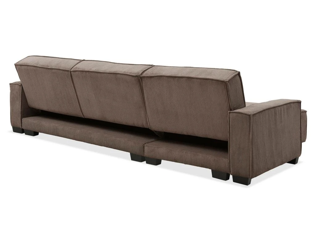 Canapé D'angle Réversible Et Convertible Johnny Velours Côtelé Taupe 6 Canapé D'angle Réversible Et Convertible Johnny Velours Côtelé Taupe – Image 4