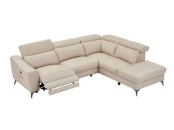 Canapé D'angle Droit Relax électrique En Cuir Crème FORLO -Meubles Soldes Boutique canape 21136909