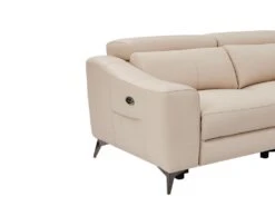 Canapé D'angle Droit Relax électrique En Cuir Crème FORLO -Meubles Soldes Boutique canape 21136911