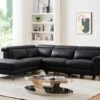 Canapé D'angle Gauche Relax électrique En Cuir Noir FORLO 1 Canapé D'angle Gauche Relax électrique En Cuir Noir FORLO -Meubles Soldes Boutique canape 21137023