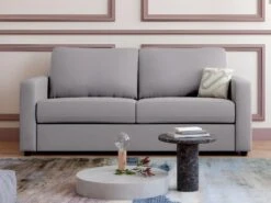 Canapé 3 Places Convertible Express En Tissu Gris - Couchage 140 Cm - Matelas 14 Cm DONETO -Meubles Soldes Boutique canape 21142719