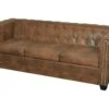 Canapé Chesterfield 3 Places Cuir Artificiel Marron -Meubles Soldes Boutique canape 21990871