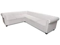 Canapé D'angle Chesterfield 6 Places Cuir Artificiel Blanc -Meubles Soldes Boutique canape 21990929