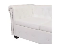 Canapé D'angle Chesterfield 6 Places Cuir Artificiel Blanc -Meubles Soldes Boutique canape 21990933