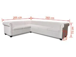 Canapé D'angle Chesterfield 6 Places Cuir Artificiel Blanc -Meubles Soldes Boutique canape 21990935