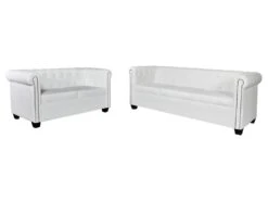 Canapé Chesterfield à 2 Places Et à 3 Places Blanc
