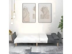 Canapé-lit à 2 Places Avec Deux Oreillers Gris Clair Tissu 14 Canapé-lit à 2 Places Avec Deux Oreillers Gris Clair Tissu -Meubles Soldes Boutique canape 21992473