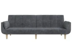 Canapé-lit à 2 Places Avec Deux Oreillers Gris Clair Tissu 16 Canapé-lit à 2 Places Avec Deux Oreillers Gris Clair Tissu -Meubles Soldes Boutique canape 21992477