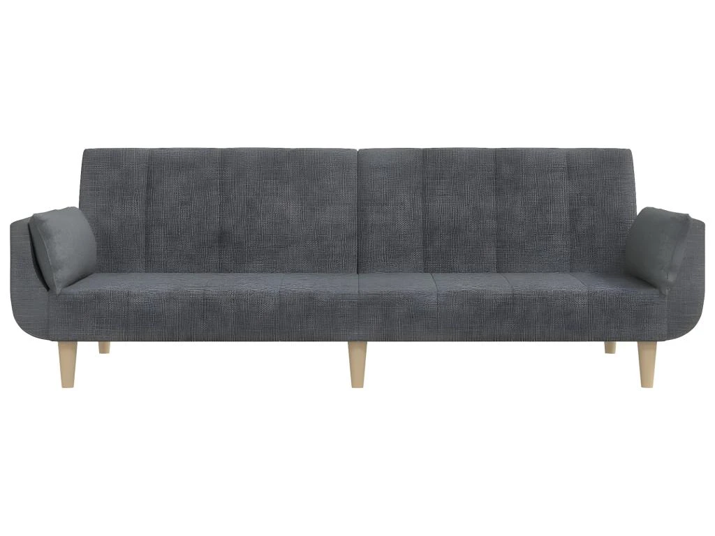 Canapé-lit à 2 Places Avec Deux Oreillers Gris Clair Tissu 7 Canapé-lit à 2 Places Avec Deux Oreillers Gris Clair Tissu – Image 5