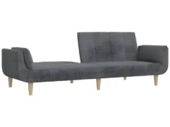 Canapé-lit à 2 Places Avec Deux Oreillers Gris Clair Tissu 17 Canapé-lit à 2 Places Avec Deux Oreillers Gris Clair Tissu -Meubles Soldes Boutique canape 21992479