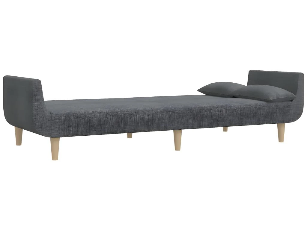 Canapé-lit à 2 Places Avec Deux Oreillers Gris Clair Tissu 9 Canapé-lit à 2 Places Avec Deux Oreillers Gris Clair Tissu – Image 7