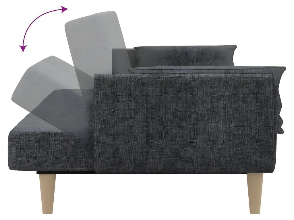 Canapé-lit à 2 Places Avec Deux Oreillers Gris Clair Tissu 11 Canapé-lit à 2 Places Avec Deux Oreillers Gris Clair Tissu – Image 9