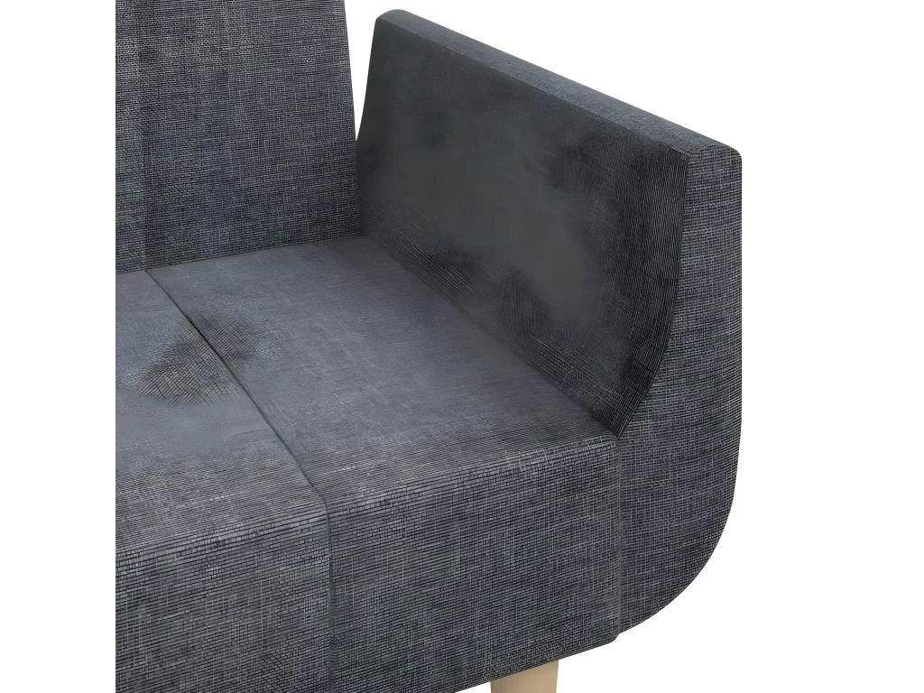 Canapé-lit à 2 Places Avec Deux Oreillers Gris Clair Tissu 12 Canapé-lit à 2 Places Avec Deux Oreillers Gris Clair Tissu – Image 10