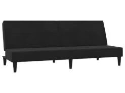 Canapé-lit à 2 Places Avec Tabouret Noir Tissu Microfibre -Meubles Soldes Boutique canape 21995351