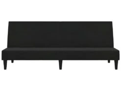 Canapé-lit à 2 Places Avec Tabouret Noir Tissu Microfibre -Meubles Soldes Boutique canape 21995353